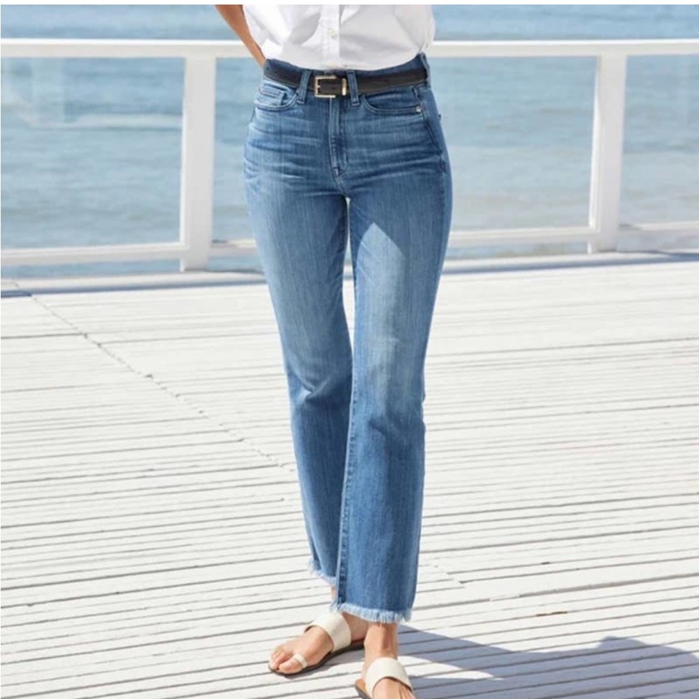 AYR The Bomb Pop Jeans Straight Leg Cropped Frayed Hem High Waist Size 28 Short